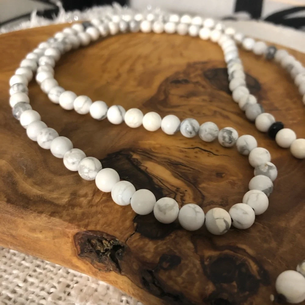 White stone Mala‎ Necklace